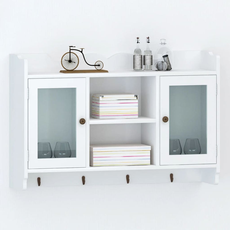 Dealsmate  Wall Cabinet Display Shelf Book/DVD/Glass Storage White MDF