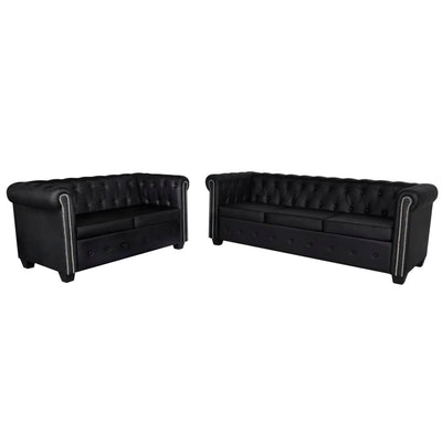 Dealsmate  Chesterfield 2-Seater and 3-Seater Artificial Leather Black