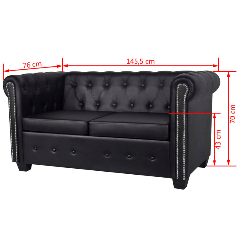 Dealsmate  Chesterfield 2-Seater and 3-Seater Artificial Leather Black