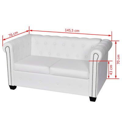 Dealsmate  Chesterfield 2-Seater and 3-Seater Artificial Leather White