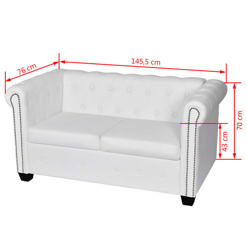 Dealsmate  Chesterfield 2-Seater and 3-Seater Artificial Leather White