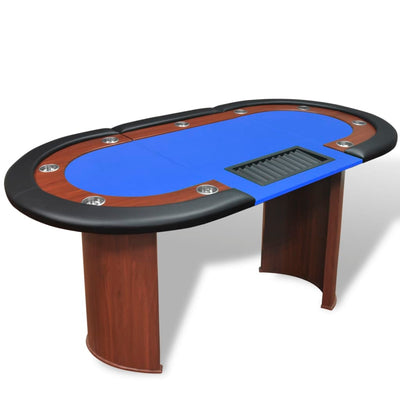 Dealsmate  10-Player Poker Table with Dealer Area and Chip Tray Blue