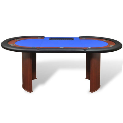 Dealsmate  10-Player Poker Table with Dealer Area and Chip Tray Blue
