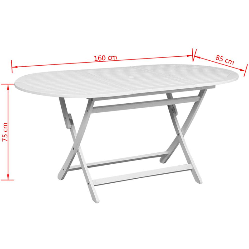 Dealsmate  Garden Table White 160x85x75 cm Solid Acacia Wood