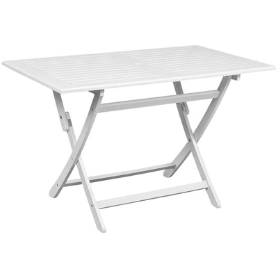 Dealsmate  Garden Table White 120x70x75 cm Solid Acacia Wood