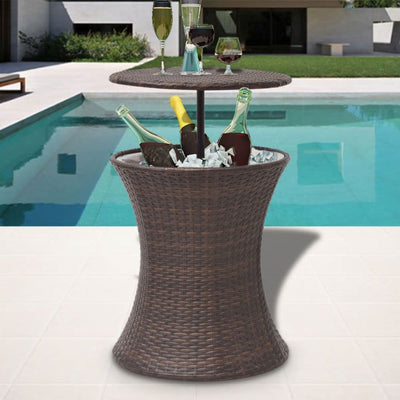 Dealsmate  Ice Cooler Bucket Table 50x60 cm Brown Poly Rattan