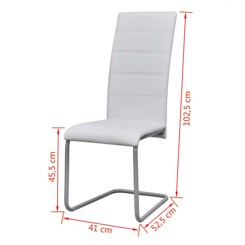 Dealsmate  Cantilever Dining Chairs 6 pcs White Faux Leather