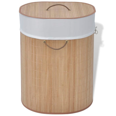 Dealsmate  Bamboo Laundry Bin Oval Natural