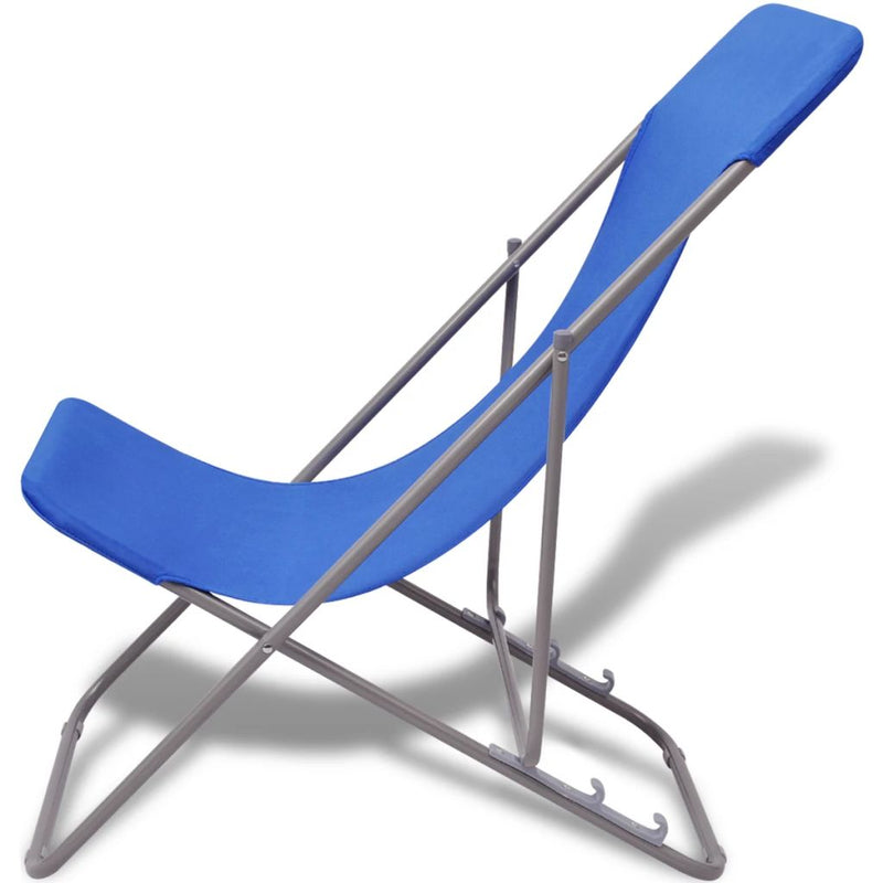 Dealsmate  Folding Beach Chairs 2 pcs Powder-coated Steel Blue