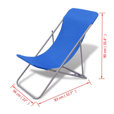 Dealsmate  Folding Beach Chairs 2 pcs Powder-coated Steel Blue