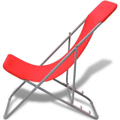 Dealsmate  Folding Beach Chairs 2 pcs Powder-coated Steel Red