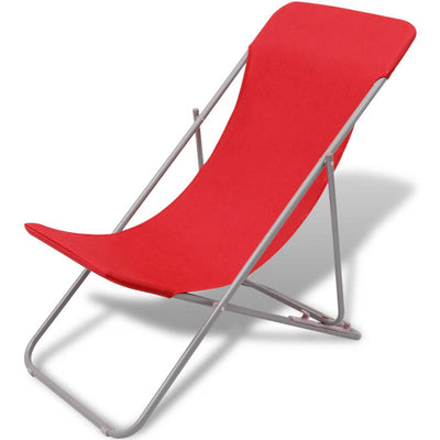 Dealsmate  Folding Beach Chairs 2 pcs Powder-coated Steel Red