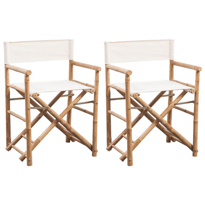 Dealsmate  Folding Director's Chair 2 pcs Bamboo and Canvas