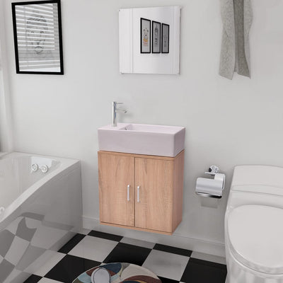 Dealsmate  Three Piece Bathroom Furniture and Basin Set Beige