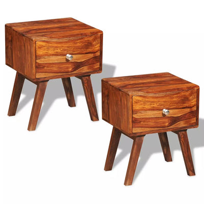 Dealsmate  Nightstand 2 pcs with 1 Drawer 55 cm Solid Sheesham Wood