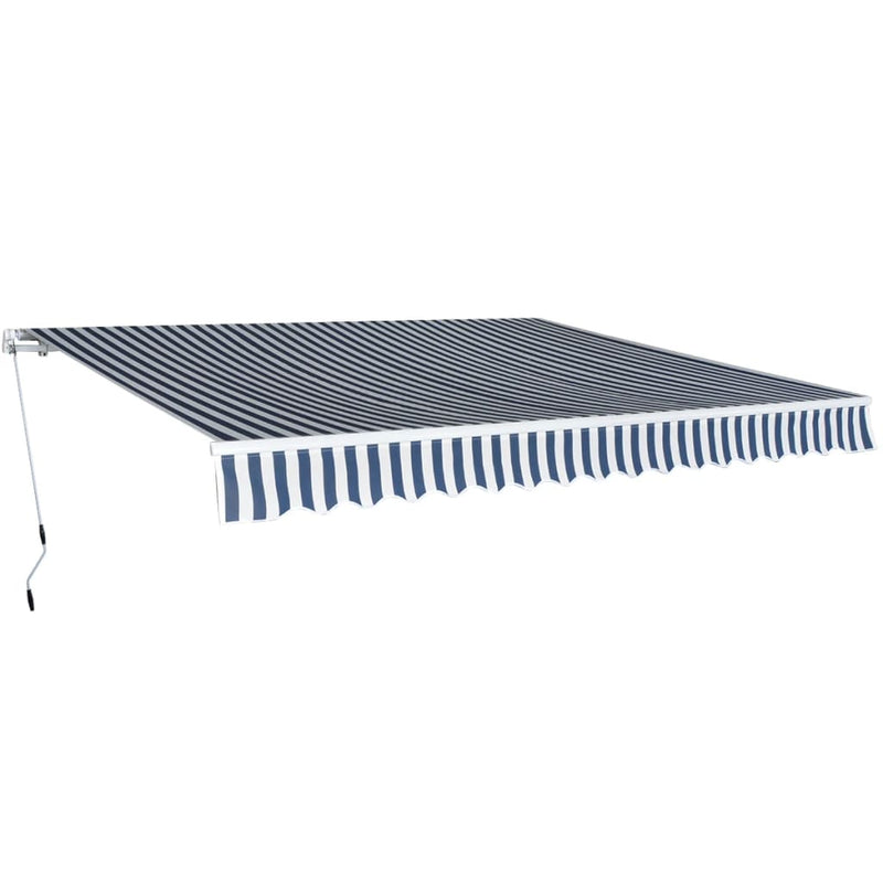 Dealsmate  Folding Awning Manual-Operated 400 cm Blue and White