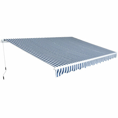 Dealsmate  Folding Awning Manual-Operated 450 cm Blue and White