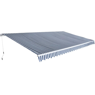 Dealsmate  Folding Awning Manual-Operated 600 cm Blue and White
