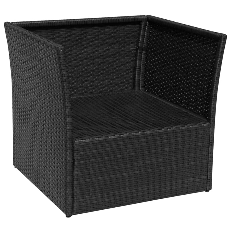 Dealsmate  Garden Chair with Stool Poly Rattan Black