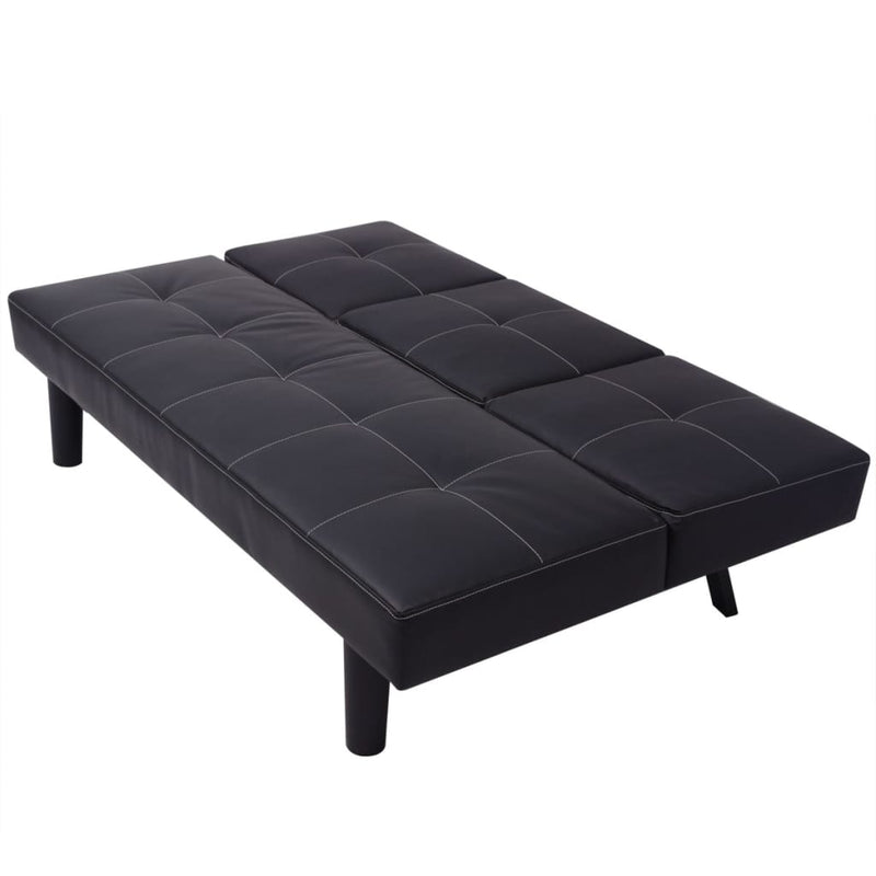 Dealsmate  Sofa Bed with Drop-Down Table Artificial Leather Black