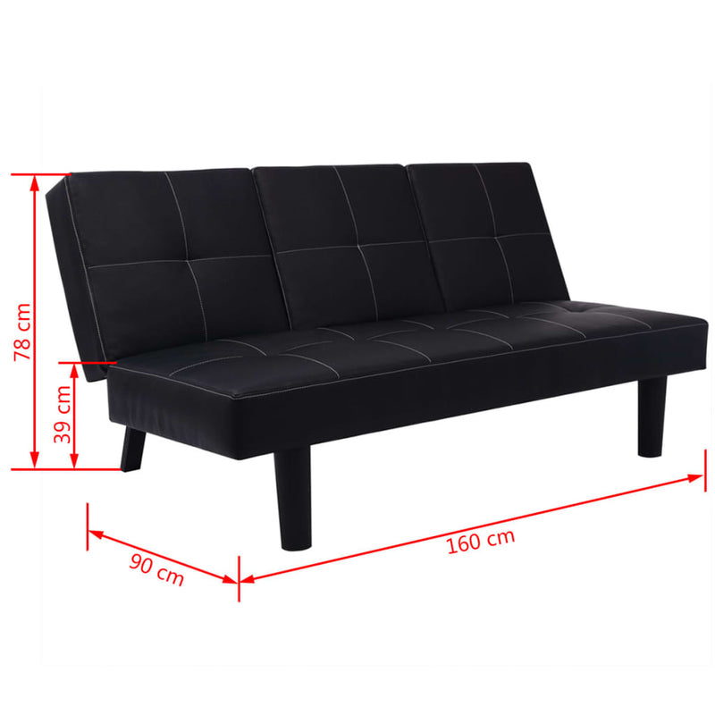 Dealsmate  Sofa Bed with Drop-Down Table Artificial Leather Black
