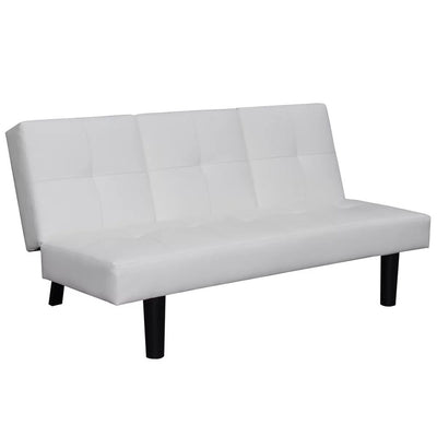 Dealsmate  Sofa Bed with Drop-Down Table Artificial Leather White