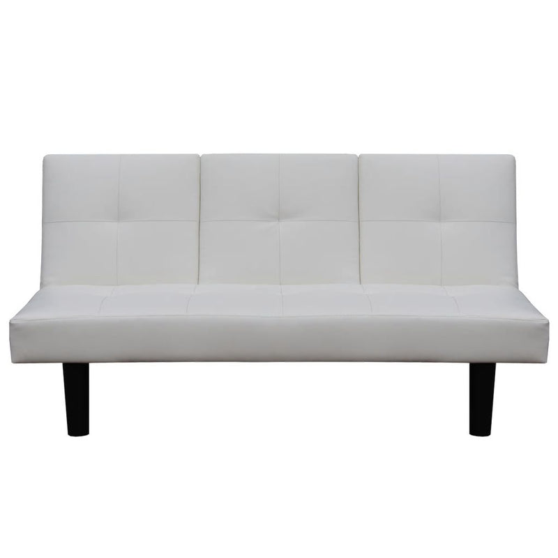 Dealsmate  Sofa Bed with Drop-Down Table Artificial Leather White