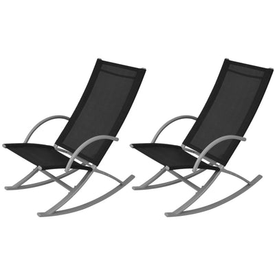 Dealsmate  Garden Rocking Chairs 2 pcs Steel and Textilene Black
