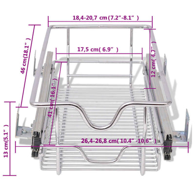 Dealsmate  Pull-Out Wire Baskets 2 pcs Silver 300 mm