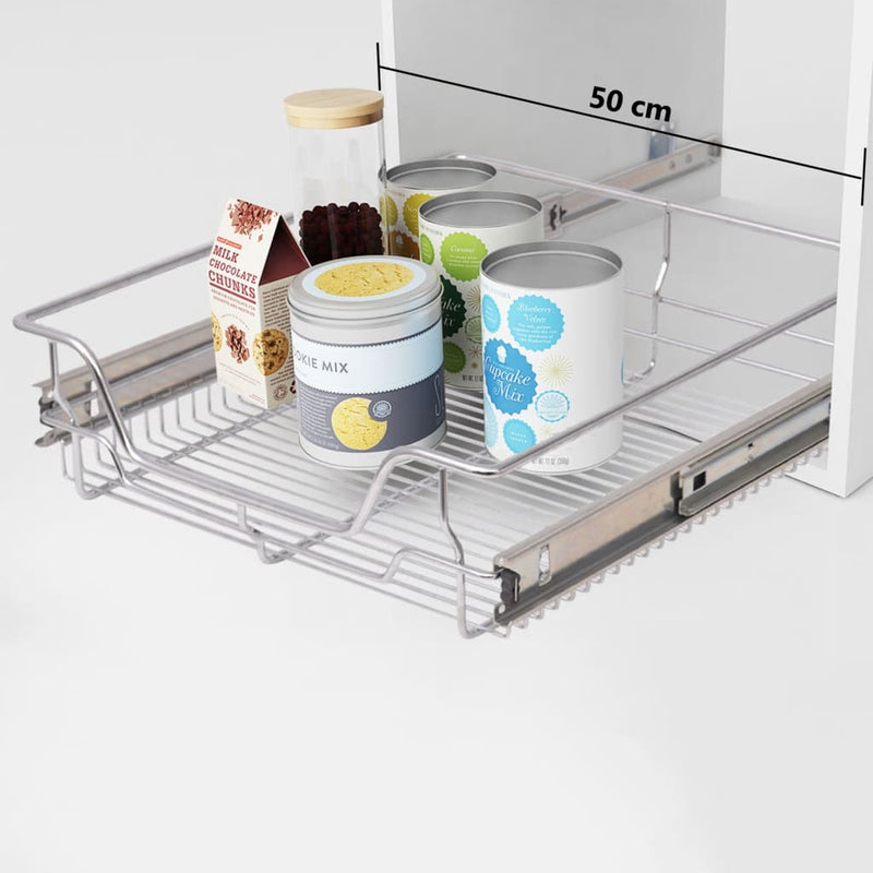 Dealsmate  Pull-Out Wire Baskets 2 pcs Silver 500 mm