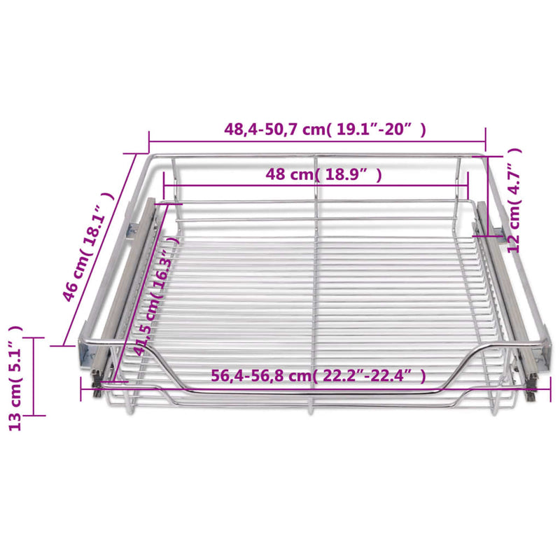 Dealsmate  Pull-Out Wire Baskets 2 pcs Silver 600 mm