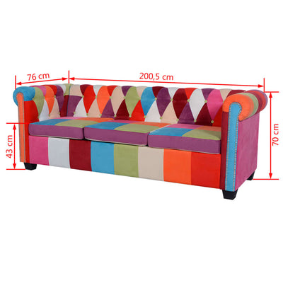 Dealsmate  Chesterfield Sofa 3-Seater Fabric
