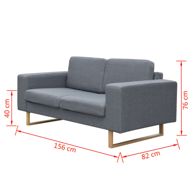 Dealsmate  2-Seater Sofa Fabric Light Grey