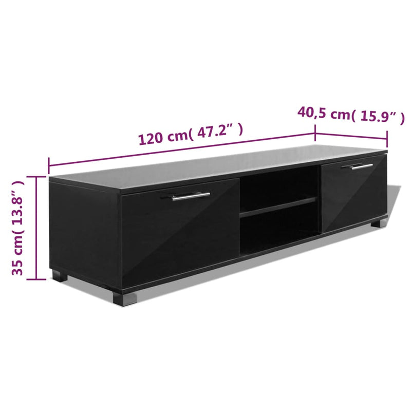 Dealsmate  TV Cabinet High-Gloss Black 120x40.5x35 cm