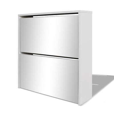 Dealsmate  Shoe Cabinet 2-Layer Mirror White 63x17x67 cm
