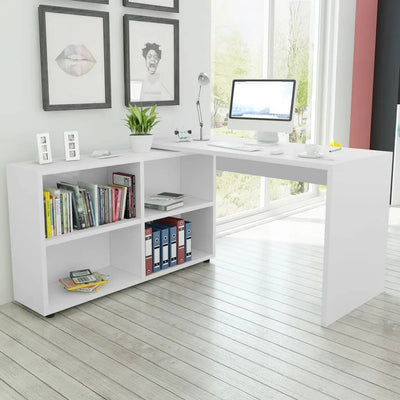 Dealsmate  Corner Desk 4 Shelves White