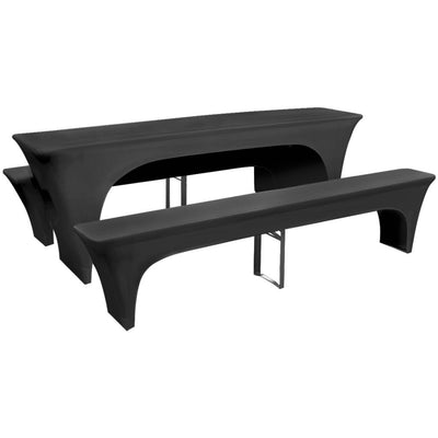 Dealsmate  Three Piece Slipcover for Beer Table/Benches Stretch Anthracite