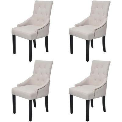 Dealsmate  Dining Chairs 4 pcs Cream Grey Fabric