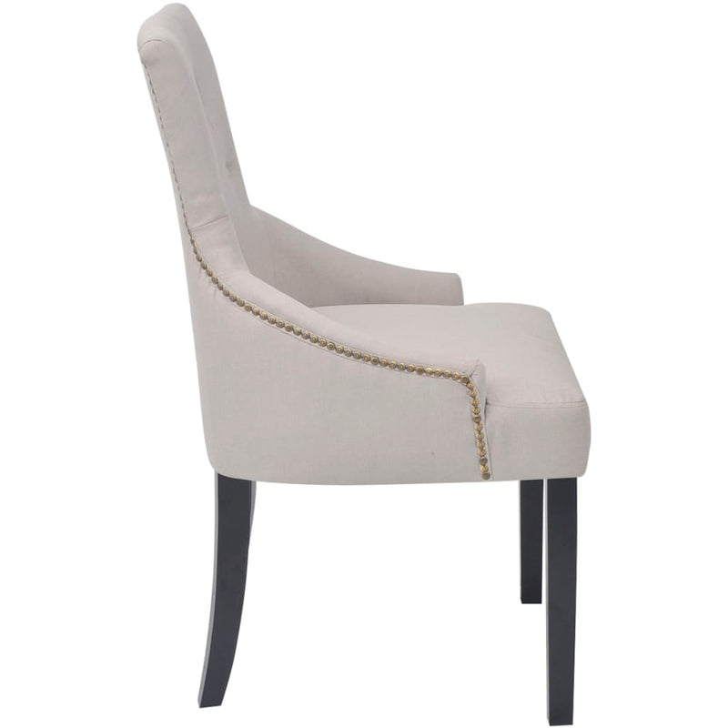 Dealsmate  Dining Chairs 4 pcs Cream Grey Fabric