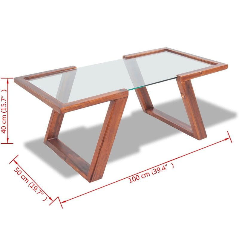 Dealsmate  Coffee Table Solid Acacia Wood Brown 100x50x40 cm