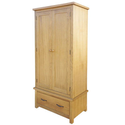 Dealsmate  Wardrobe with 1 Drawer 90x52x183 cm Solid Oak Wood