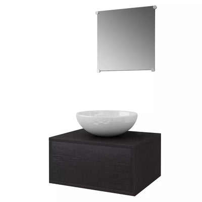 Dealsmate  Four Piece Bathroom Furniture Set with Basin with Tap Black