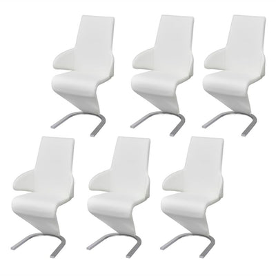 Dealsmate  Dining Chairs 6 pcs White Faux Leather
