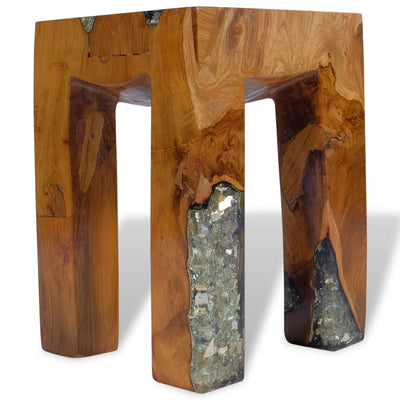 Dealsmate  Stool Solid Teak Wood and Resin