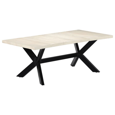 Dealsmate  Dining Table White 200x100x75 cm Solid Mango Wood