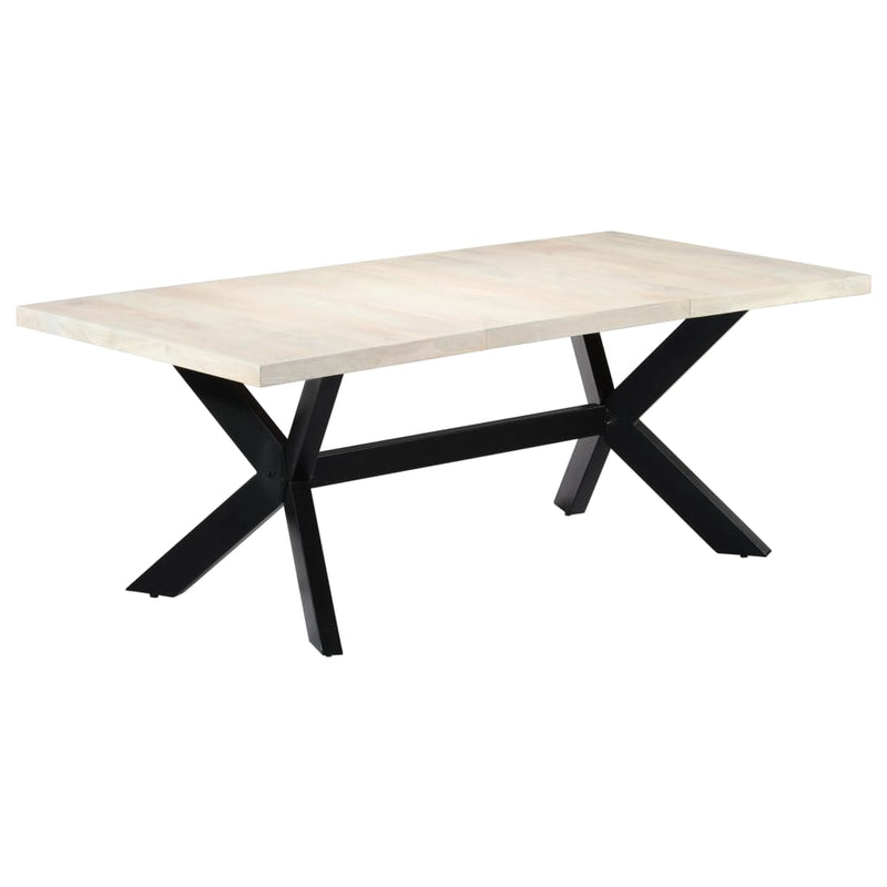 Dealsmate  Dining Table White 200x100x75 cm Solid Mango Wood