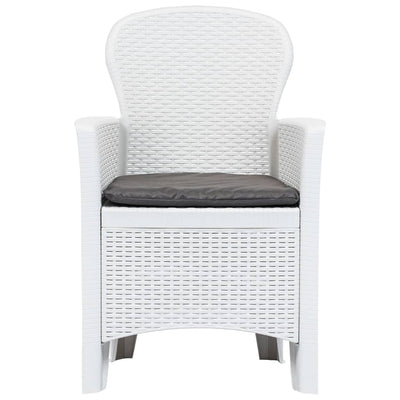Dealsmate  Garden Chairs 2 pcs with Cushion White Plastic Rattan Look