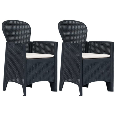Dealsmate  Garden Chairs 2 pcs with Cushion Anthracite Plastic Rattan Look