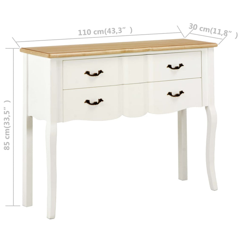 Dealsmate  Sideboard White and Brown 110x30x85 cm Solid Wood