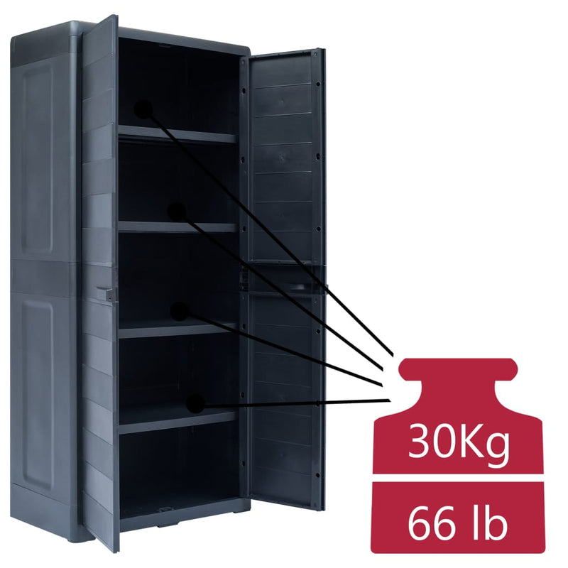 Dealsmate  Garden Storage Cabinet XL 78x46x175 cm Plastic